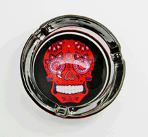 Red Glass Day of the Dead Ashtray